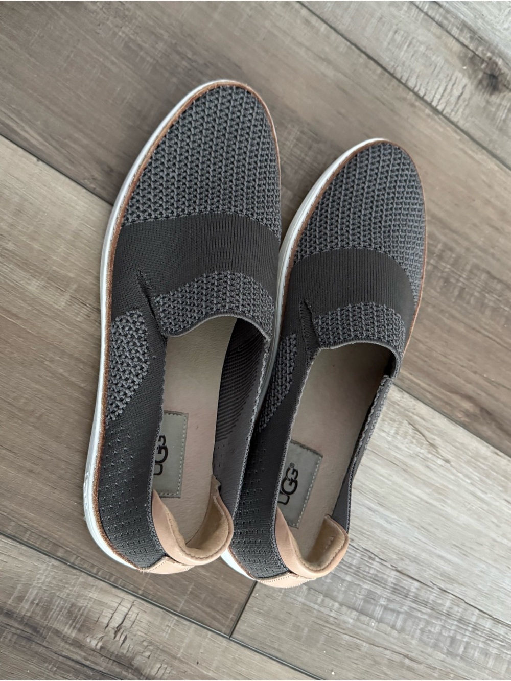 UGG Knit Slip-On Sneakers in Charcoal and Tan